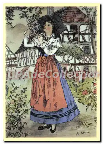 Moderne Karte Henri Loux Alsace femme catholique du Kochersberg