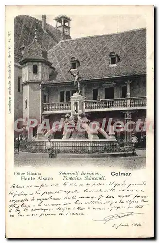 Cartes postales Colmar fontaine Scwendi Haute Alsace