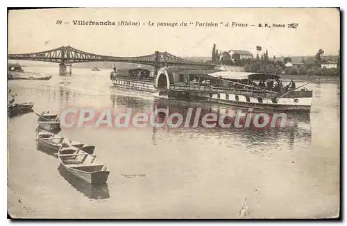 Cartes postales Villefranche Le Passage Du Parisien � Fraus bateau roue � aubes