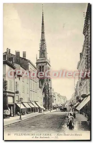 Cartes postales Villefranche Sur Saone Notre Dame des marais rue nationale