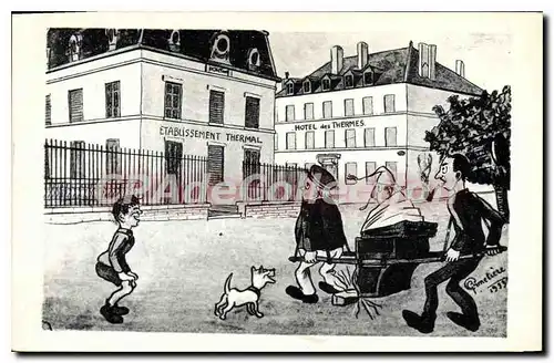 Cartes postales Bourbon Lancy Thermal Humoristique chaises � porteurs