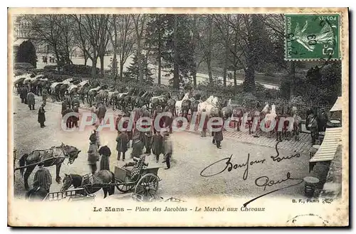 Ansichtskarte AK Le Mans Place Des Jacobins Le March� Aux Chevaux