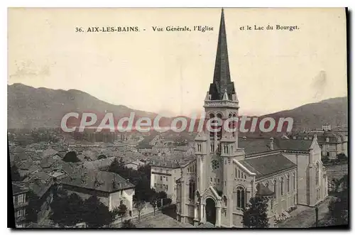 Cartes postales Aix Les Bains Vue Generale �glise Et Le Lac Du Bourget