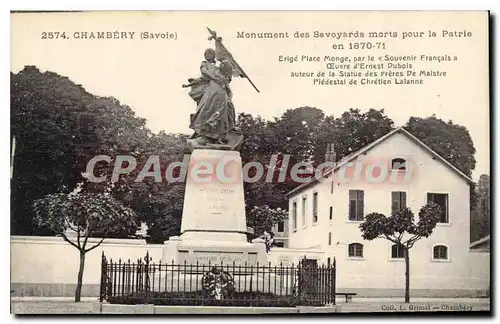 Ansichtskarte AK Chambery Monument Des Savoyards Morts Pour La Patrie