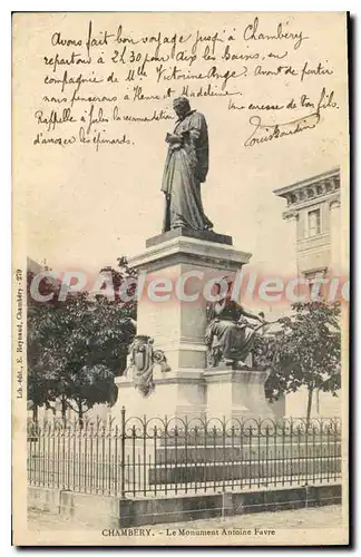 Cartes postales Chambery Le Monument Antoine Favre