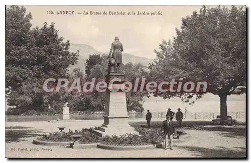 Cartes postales Annecy La Statue De Bertholet Et Le jardin