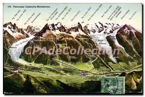 Cartes postales Chamonix Montanvers Panorama