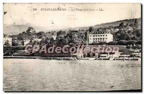 Cartes postales Evian Les Bains La Plage Et Le Lac