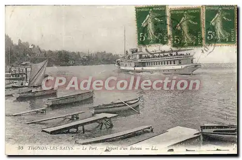 Cartes postales Thonon Les Bains Le Port Depart D'Un Bateau