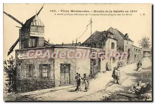 Cartes postales Vieux Montmartre Moulin De La Galette en 1850