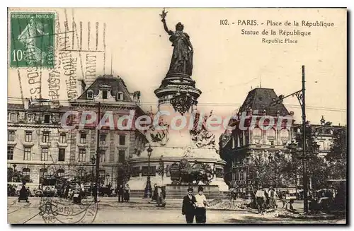 Cartes postales Paris Place De La Republique Statue