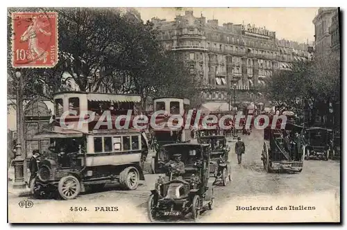 Cartes postales Paris Boulevard Des Italiens automobile bus gros plan