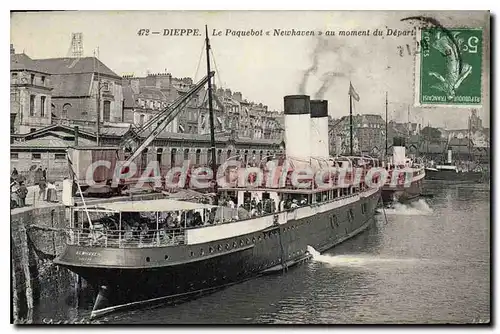 Cartes postales Dieppe Le Paquebot Newhaven Au Moment du d�part