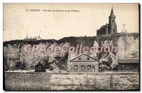 Cartes postales Dieppe Pavillon De Secours Et Les Falaises