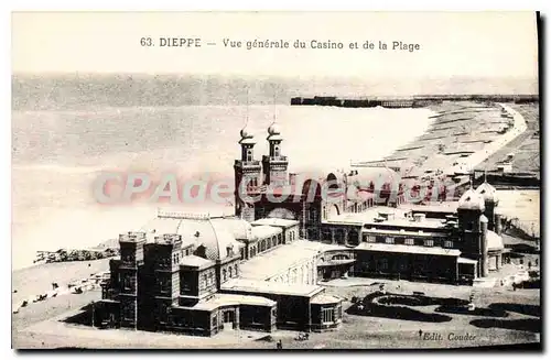 Cartes postales Dieppe Vue Generale Du Casino Et De La Plage