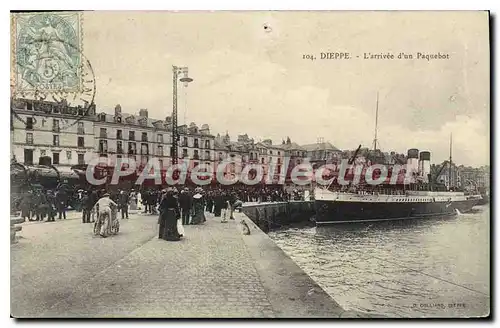 Ansichtskarte AK Dieppe L'Arrivee D'Unn Paquebot