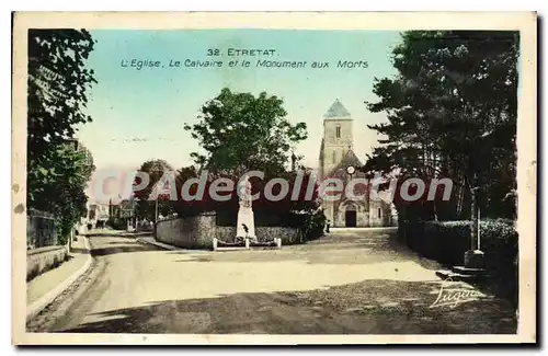 Cartes postales ETRETAT L'Eglise Le Calvaire Et Le Monument Aux Morts