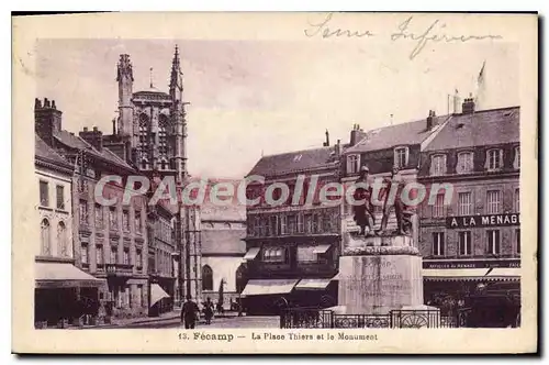 Cartes postales Fecamp La Place Thiers Et Le Monument