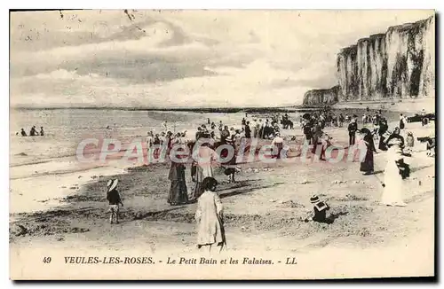 Cartes postales Veules Les Roses Le Petit Bain Et Les Falaises