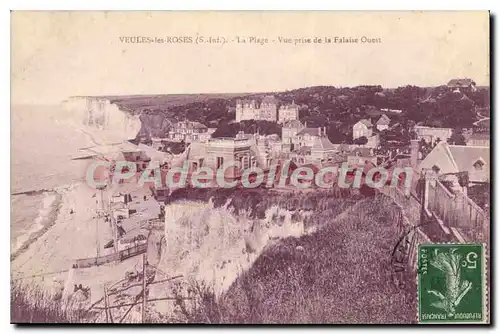 Cartes postales Veules Les Roses La Plage Vue Prise De la falaise Ouest