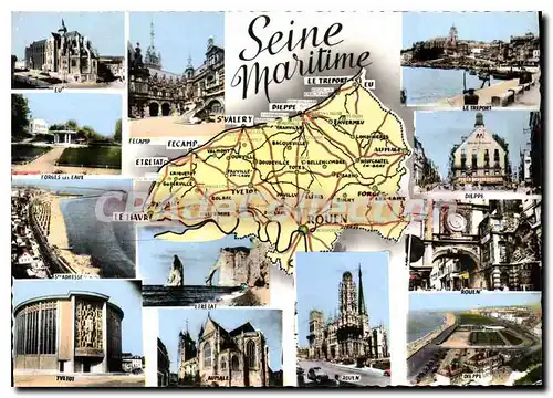 Moderne Karte Seine Maritime rouen Sous Prefectures
