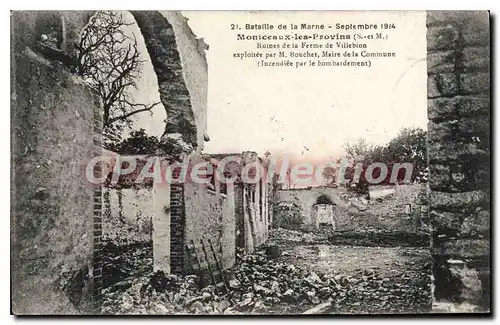 Cartes postales Montceaux Les Provins Ruines De La Ferme De Villebion