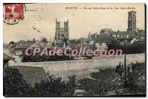 Cartes postales Mantes Vue Sur Notre Dame Et La Tour Saint Maclou