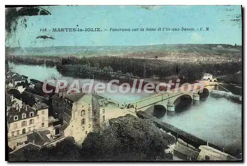 Cartes postales Mantes La Jolie Panorama Sur La Seine Et I'Ile aux dames