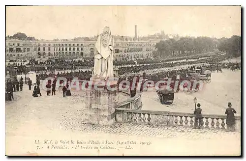 Cartes postales Versailles La Reine et le roi d'Italie A Paris 14-18 octobre 1903 arriv�e au ch�teau