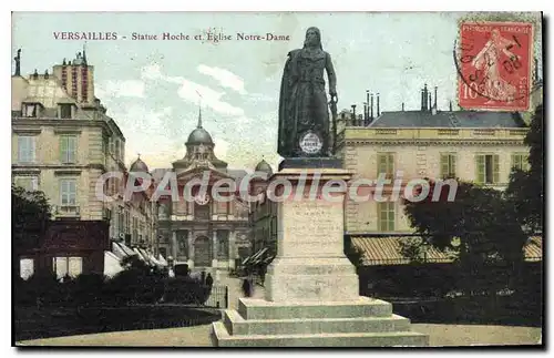 Cartes postales Versailles Statue Hoche Et Eglise Notre Dame