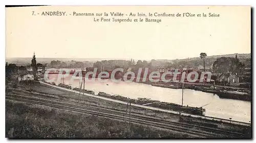 Cartes postales Andresy Panorama Sur La Valee Au Loin Le Confluent pont suspendu barrage