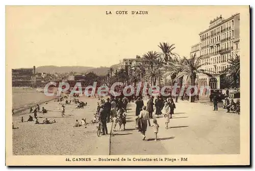 Cartes postales Cannes Boulevard De La Croisette la plage