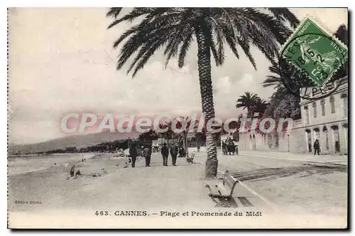 Cartes postales Cannes Plage Et Promenade Du Midi