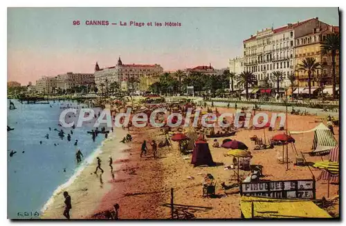 Cartes postales Cannes La Plage Et Les Hotels