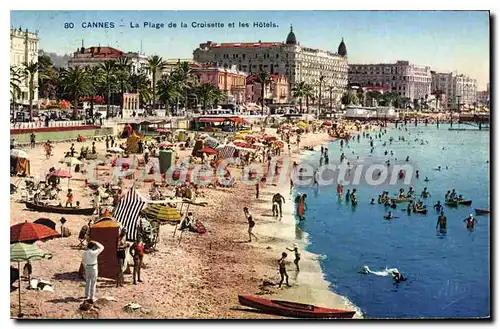 Cartes postales Cannes La Plage De La Croisette Et Les Hotels