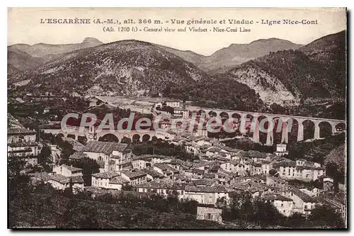 Cartes postales L'Escarene Vue Generale Et Viaduc Ligne Nice Coni