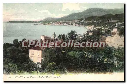 Cartes postales Menton Vue Vers Le Cap Martin