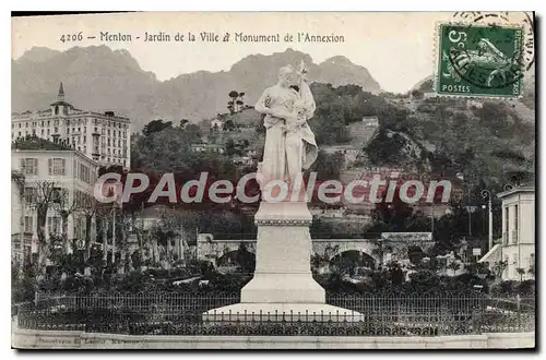 Ansichtskarte AK Menton Jardin De La Ville Et Monument de l'annexion