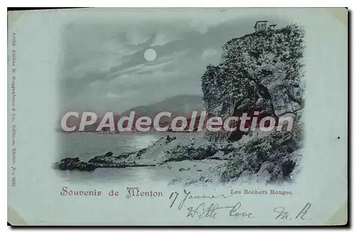 Cartes postales Souvenir De Menton Les Rochers rouges