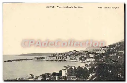 Cartes postales Menton Vue Generale Et Le Cap Martin