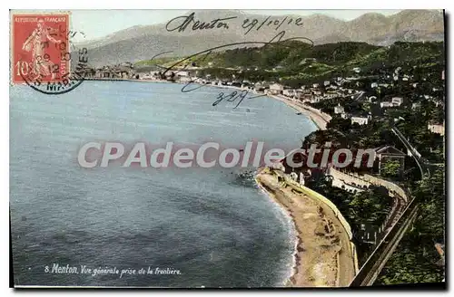 Cartes postales Menton Vue Generale Prise De La Frontiere