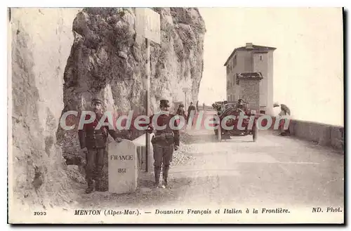 Cartes postales Menton Douaniers Francais Et Italien La fronti�re Automobile