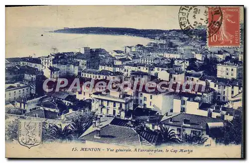 Cartes postales Menton Vue Generale A I'Arriere Plan cap martin