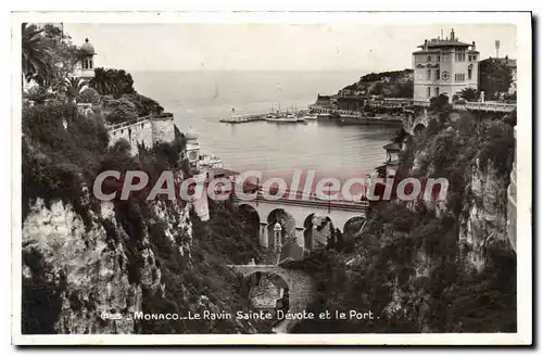 Cartes postales Monaco Le Ravin Sainte Devote Et Le Port