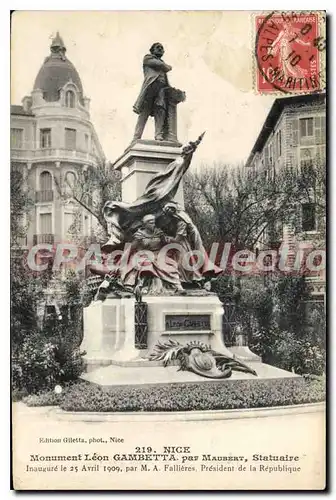 Cartes postales Nice Monument Leon Gambetta Par Maubert