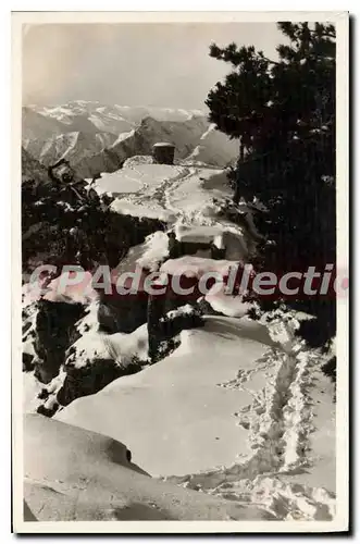 Cartes postales Peira Cava table d'orientation sous la neige