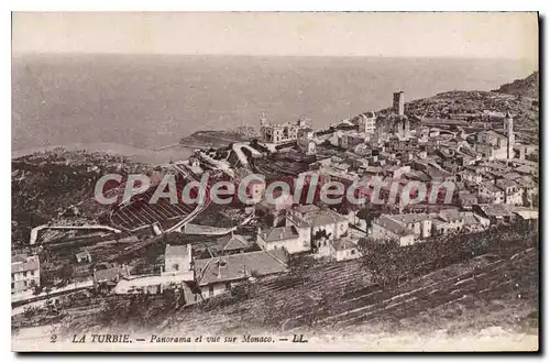 Cartes postales LA TURBIE vue g�n�rale et vue sur Monaco