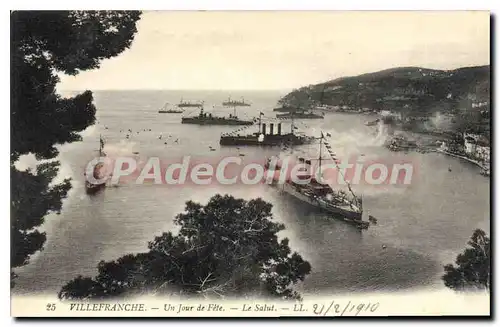 Cartes postales VILLEFRANCHE-sur-MER jour de f�te le salut 1910