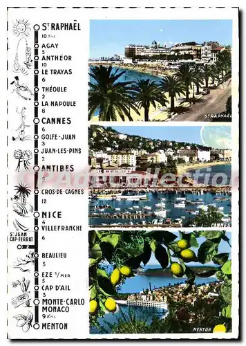 Cartes postales moderne de ST-RAPHAEL � MENTON via CANNES