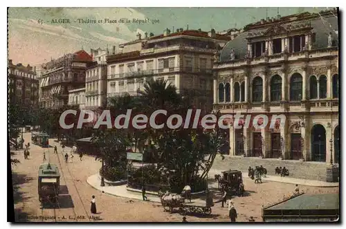 Cartes postales ALGER place de la R�publique et th��tre